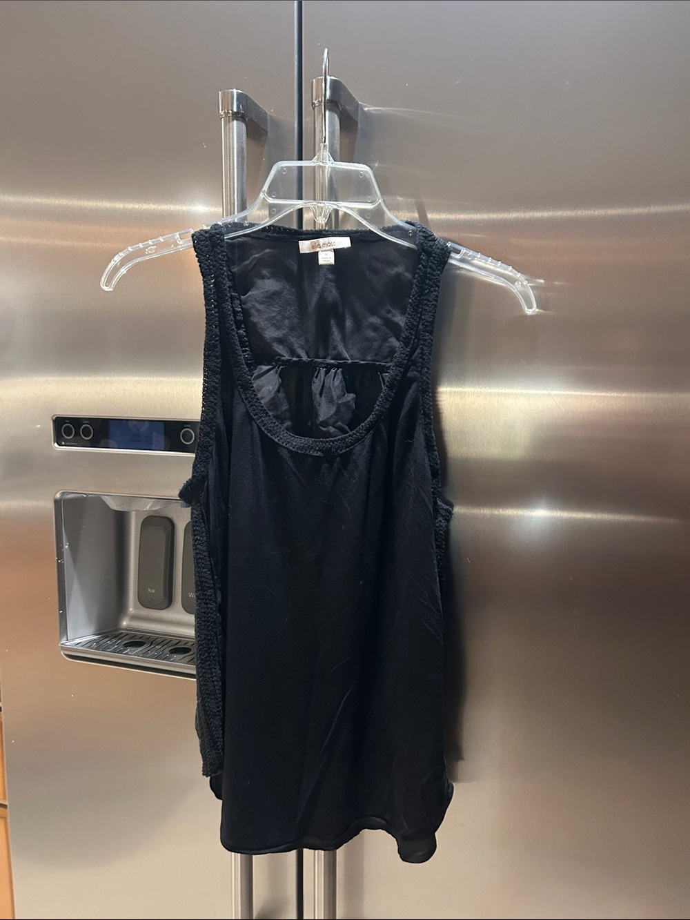 Ella Moss Black Knit-Trim Tank Top